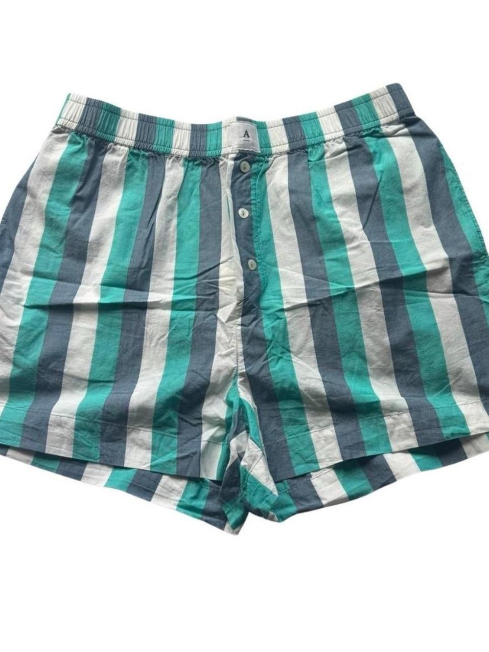 Anthropologie Women's Striped Bermudas - Teal, Navy & White